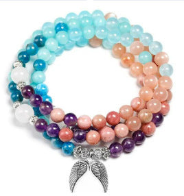 European and American Popular Natural Stone Beaded Bracelet Red Wood Grain Round Bead Stone Bracelet Wholesale