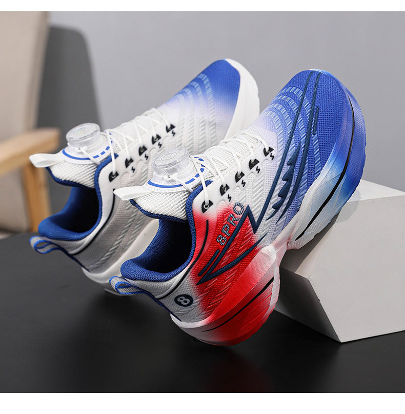 2025New Mesh Breathable Rotating Button Children's Shoes Student Training Running Shoes Red Rabbit Children's Mandarin Duck Sports Shoes