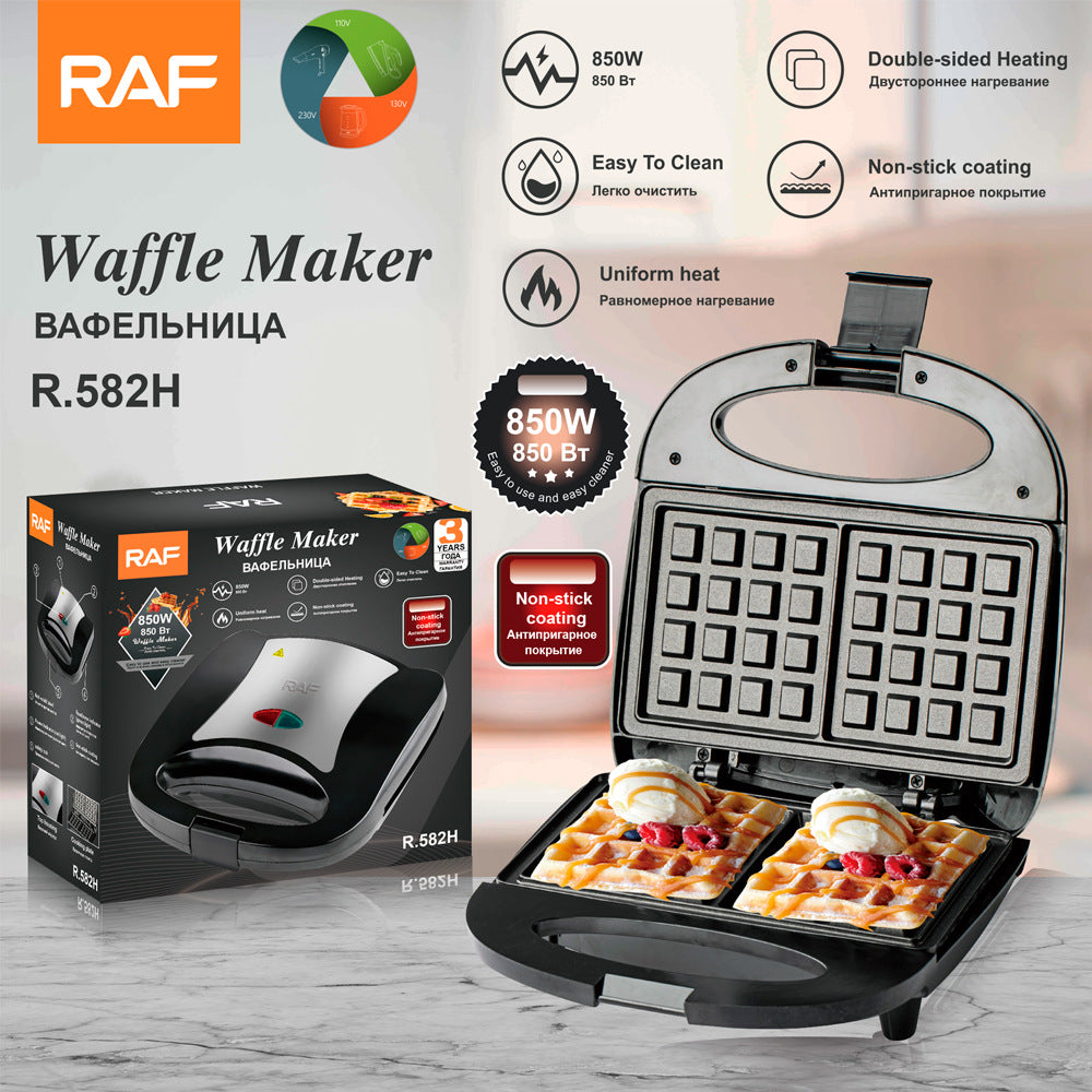 RAF European Standard Household Double-Sided Breakfast Machine Waffle Maker Heating Cake Machine Sandwich Maker Multifunctional Light Food