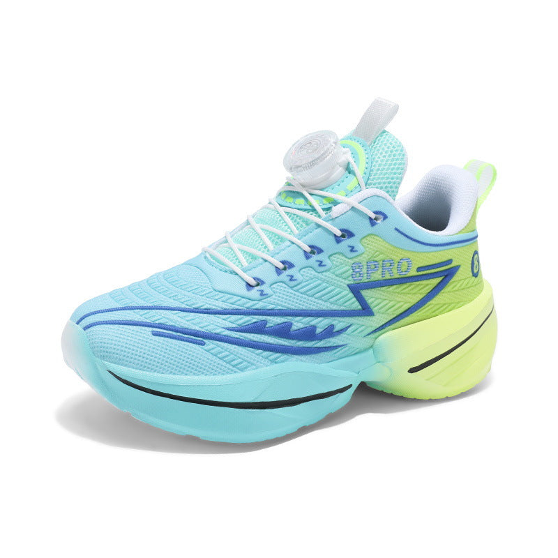 2025New Mesh Breathable Rotating Button Children's Shoes Student Training Running Shoes Red Rabbit Children's Mandarin Duck Sports Shoes