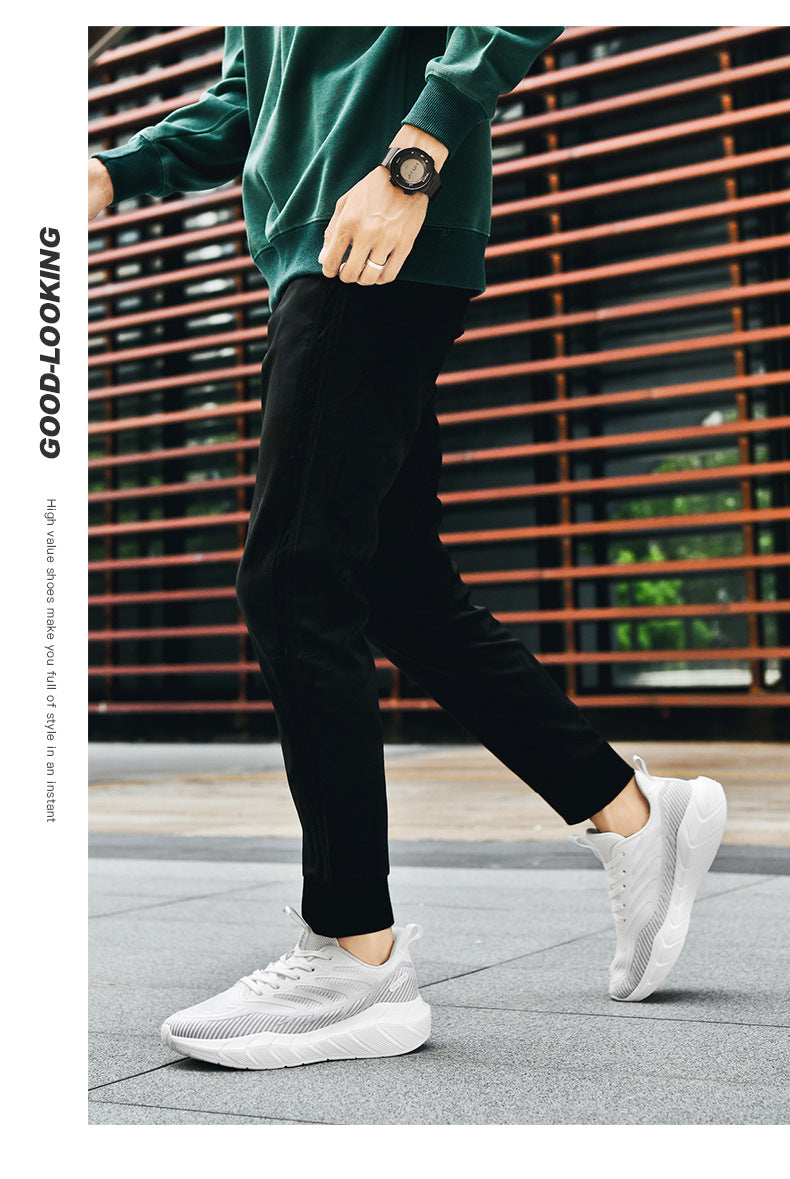 New Thick-Soled Racing Sports Shoes for Middle School Students, High Elastic Running Shoes for Men and Women, Breathable Flyknit Mesh Shoes for Couples