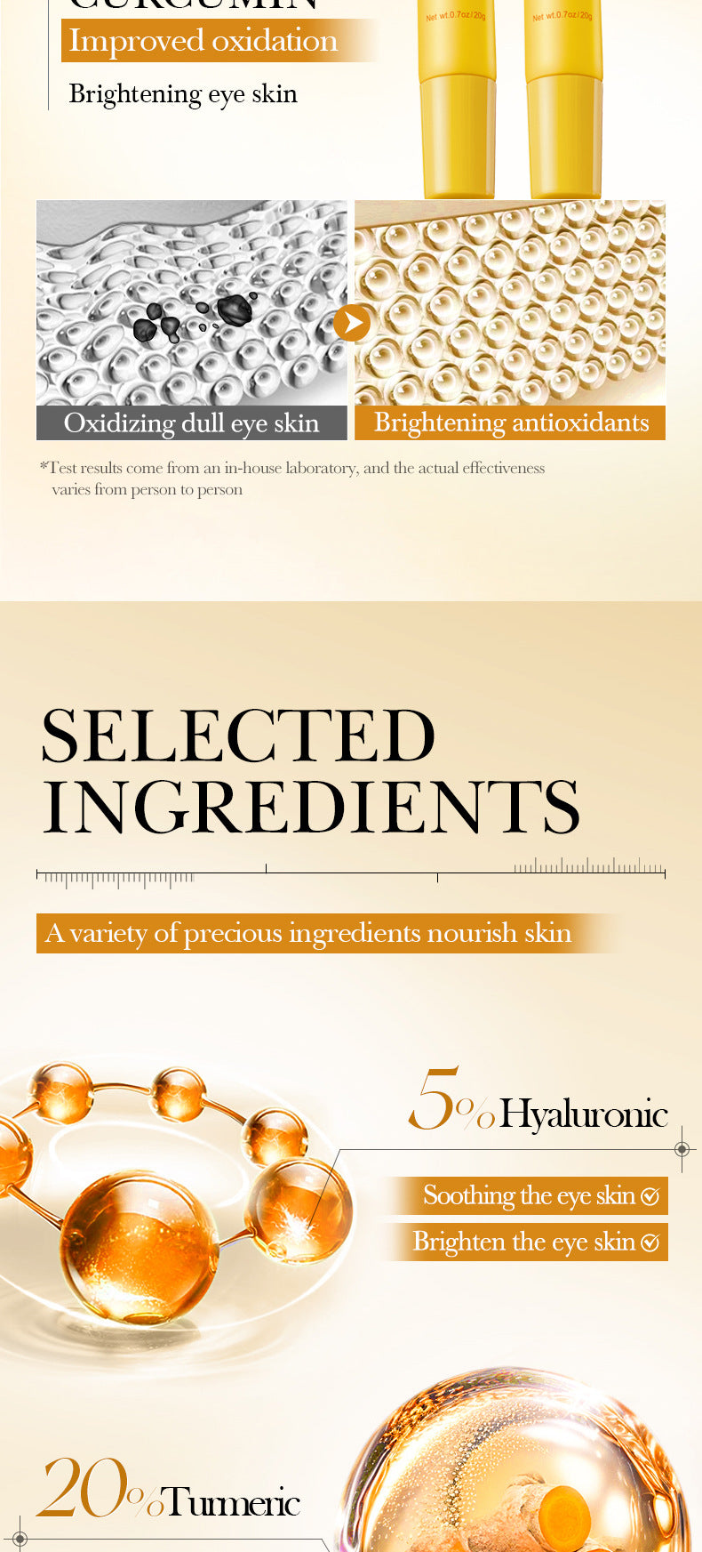 姜黄抗氧化嫩肤眼霜 BIOAOUA 亮肤保湿眼霜 跨境外贸批发