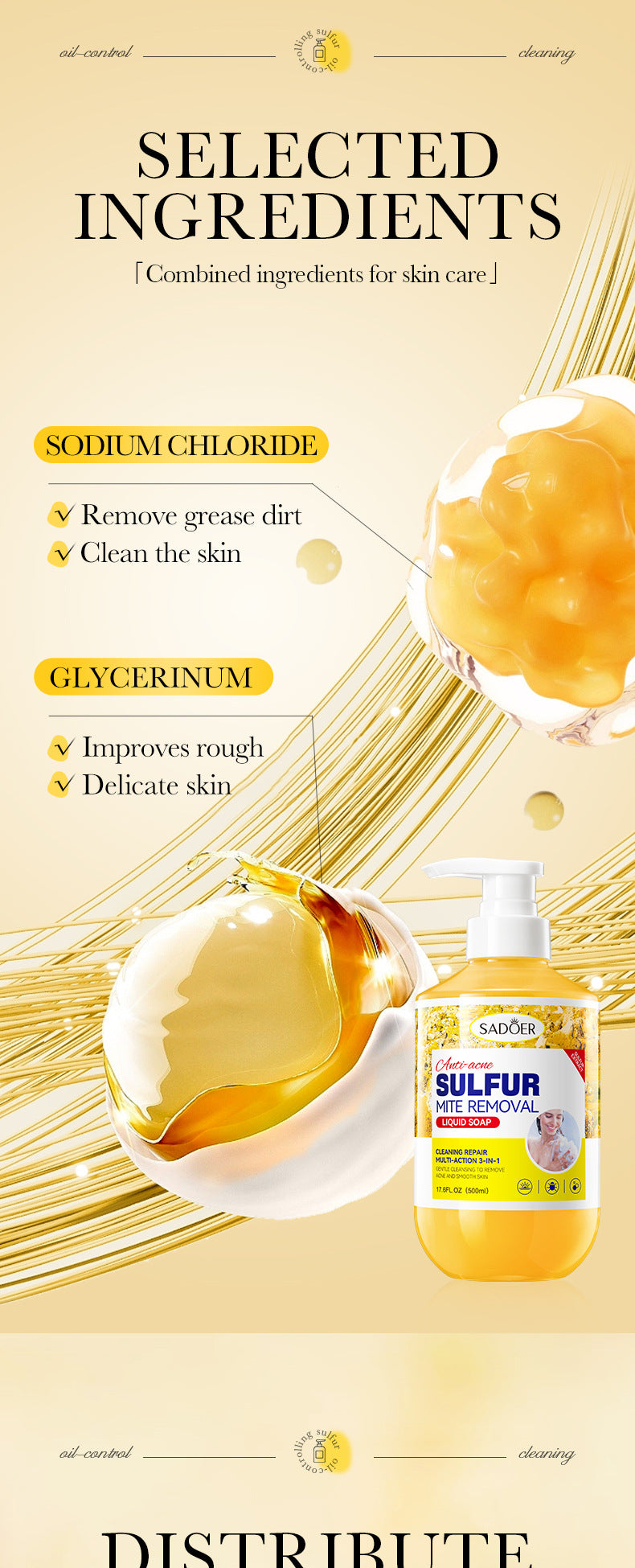 Full English Sulfur Mite Removal Body Wash SADOER Clean body hydrating moisturizing body wash  wholesale