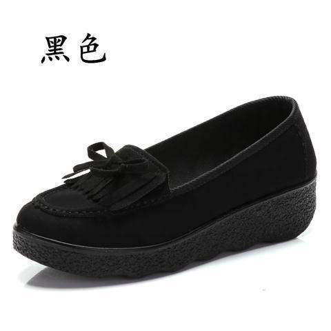 Spring and Autumn Old North Cloth Shoes Shallow Mouth Rocking Single Shoes Platform Thick Sole Loafers Wedge Women's Shoes Black Work Shoes41