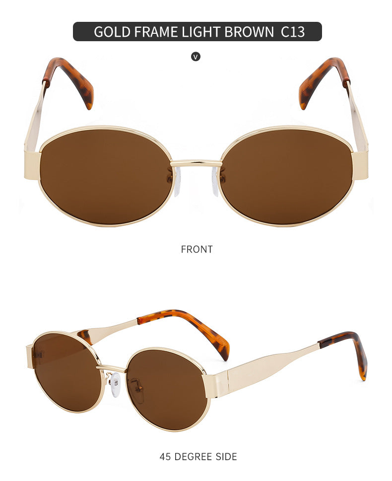 New European and American Fashion Oval Frame Sunglasses for Women High-end Sunglasses for Women Trendy Sunscreen Wholesale sunglass