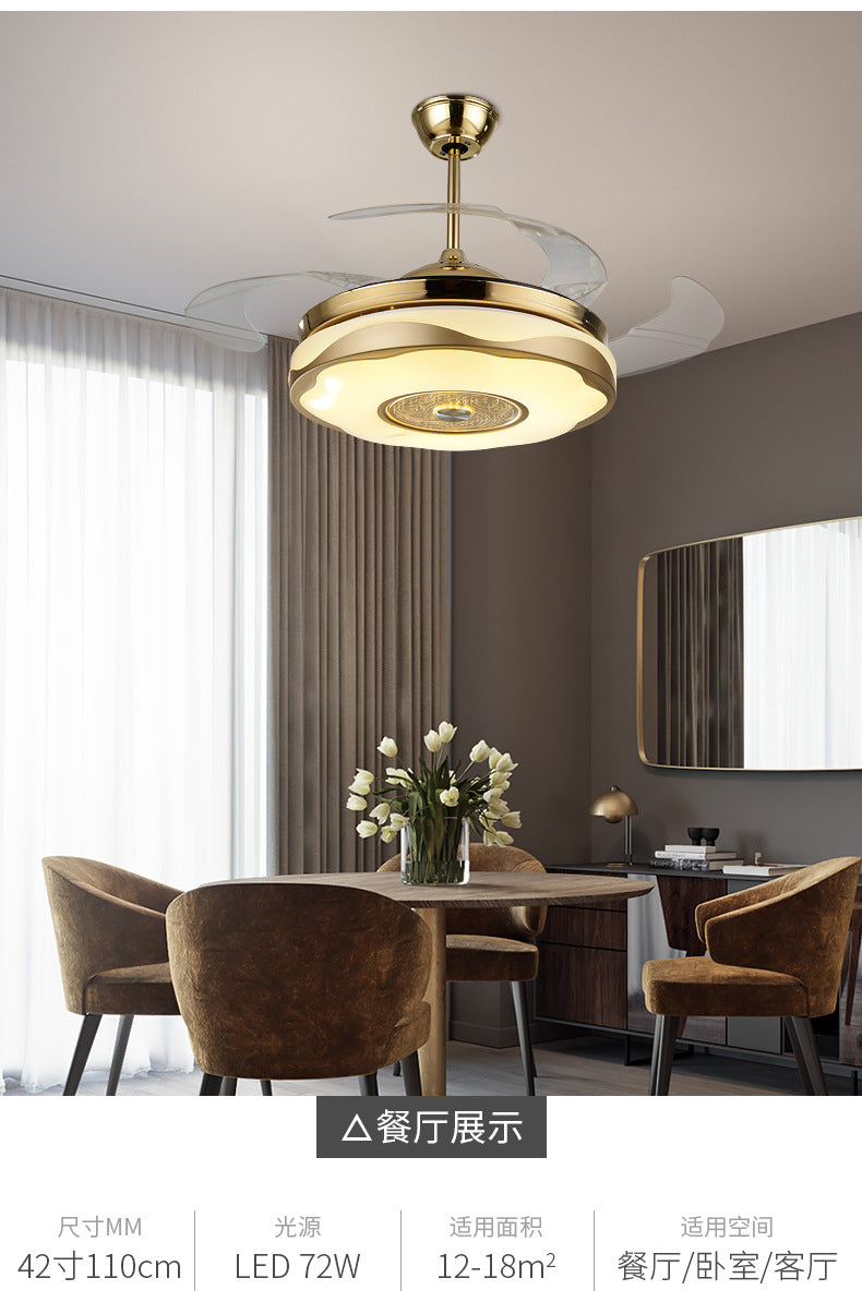 Living Room Ceiling Fan with Strong Wind Power Invisible Household Ceiling Fan Light for Bedroom and Dining Room, Integrated Fan Light with Light, Electric Fan Ceiling Light