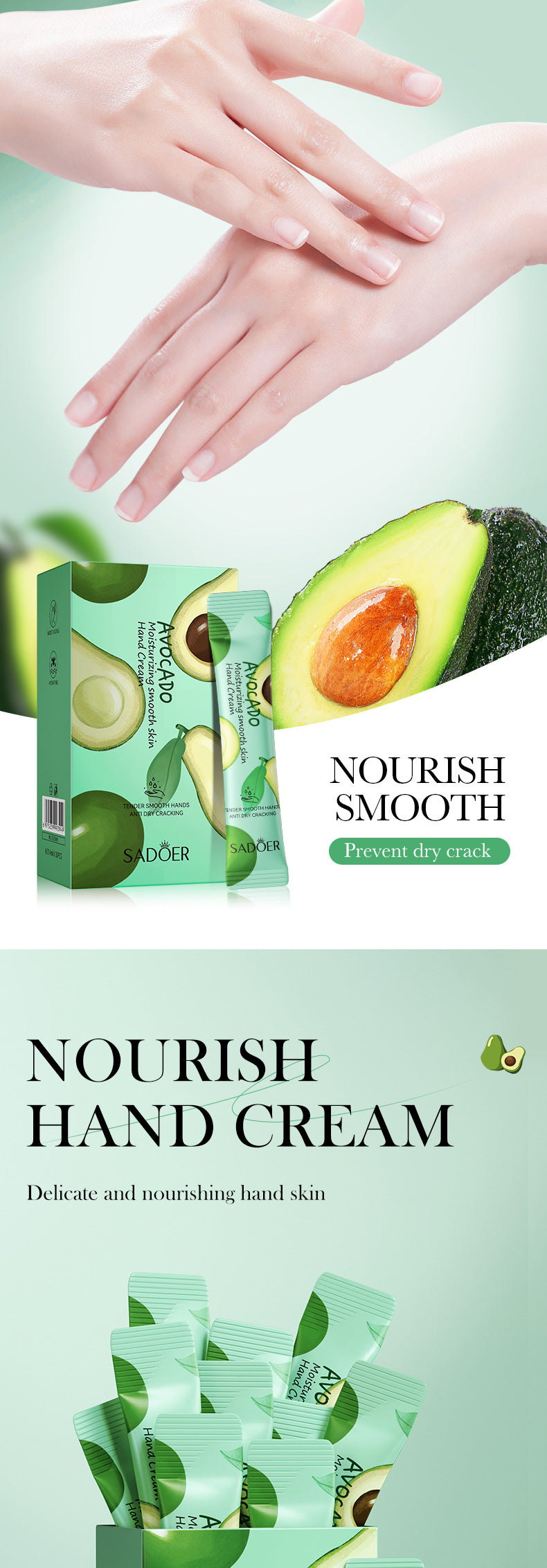 Pure English Hand Cream Box SADOER Avocado Peach Grapefruit Hydrating Hand Cream  Wholesale