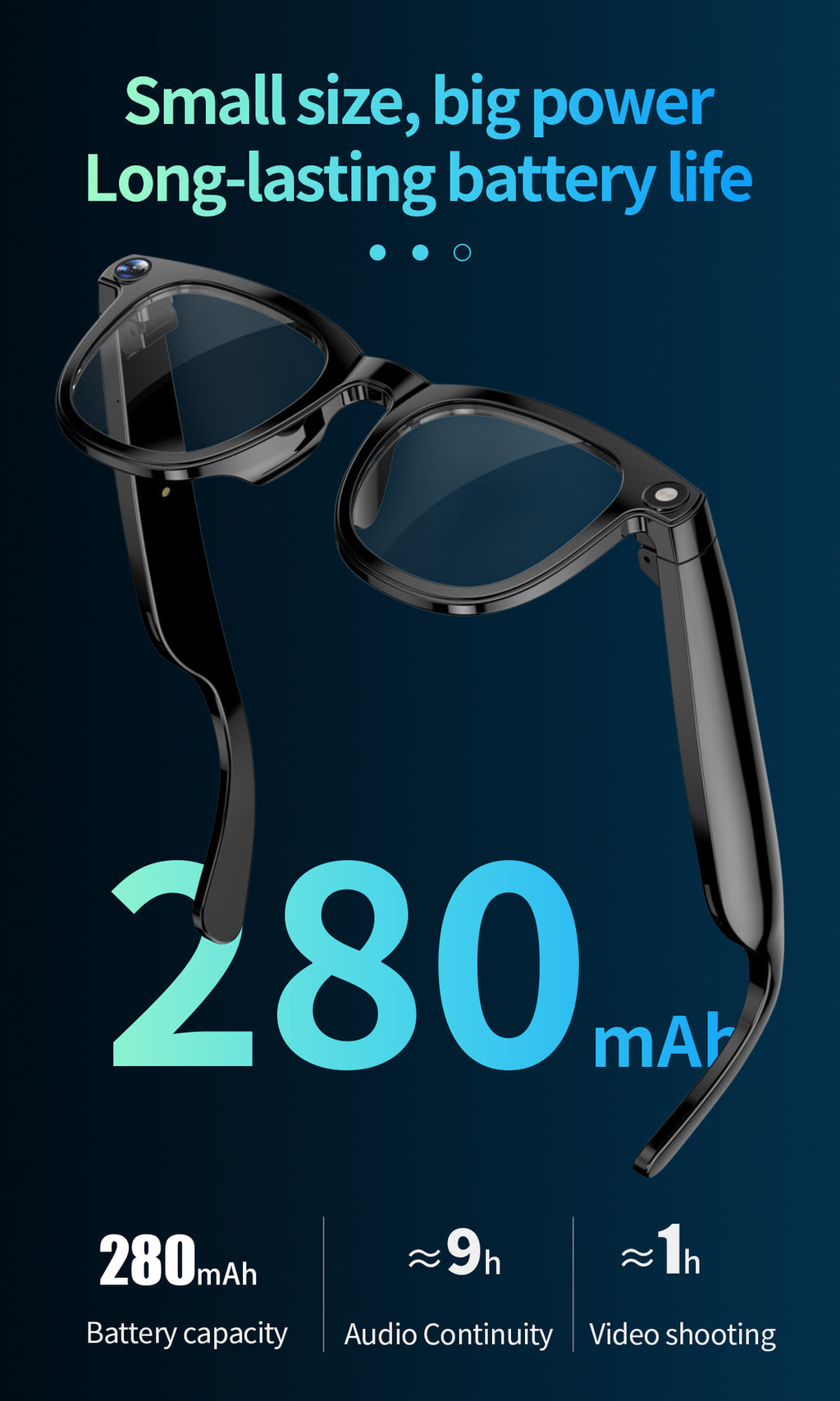 CY01Smart Glasses800100 Megapixel Camera with Image Stabilization1200P Video Recording AI Simultaneous Translation Character Recognition