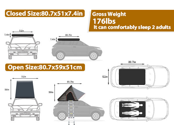 In Stock Car Roof Tent Hard Top Aluminum Alloy Triangle Thickened Rainproof Car Outdoor Camping Equipment Off-Road