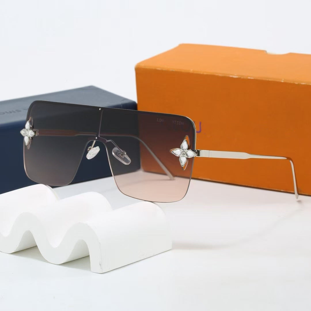 Lujia Fashion High-End Half-Frame Sunglasses with Rhinestone Decoration, High-Value for Parties, Shopping, Photos, and Daily Commuting OL