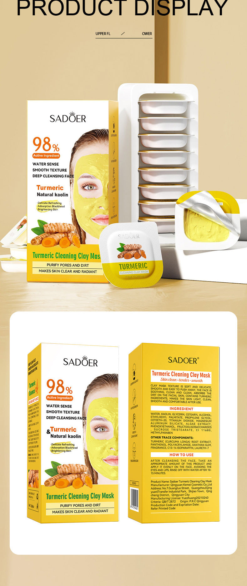 Cleaning Compound Film SADOER Green Tea Turmeric Rose Moisturizing Mask Cross-Border Foreign Trade Wholesale