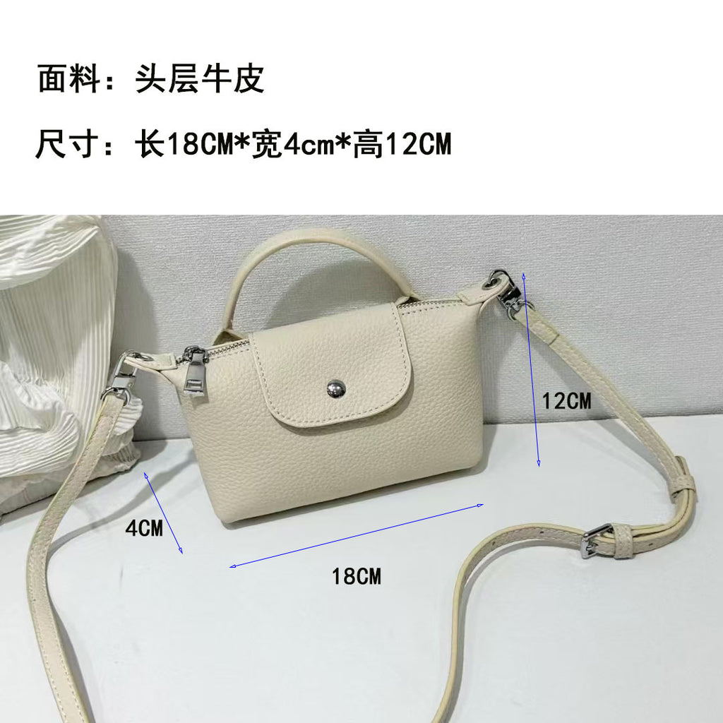 Dumpling Bag Top Layer Cowhide Niche Phone Bag Crossbody Small Bag Casual Genuine Leather Women's Bag Multifunctional Coin Purse