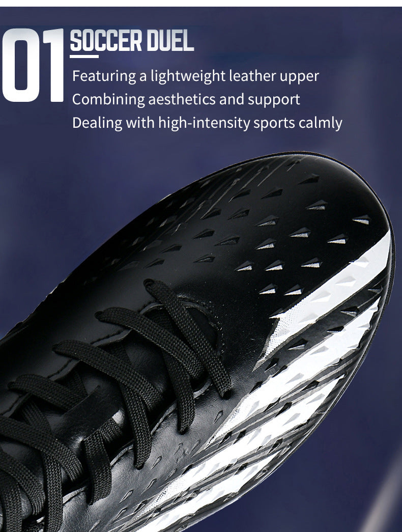 Gold-Plated Sole Men's Football Shoes with Studded Spikes AG Long Spike Shoes for Older Children, Middle and High School Students, Adults, Competition Training Sports Shoes