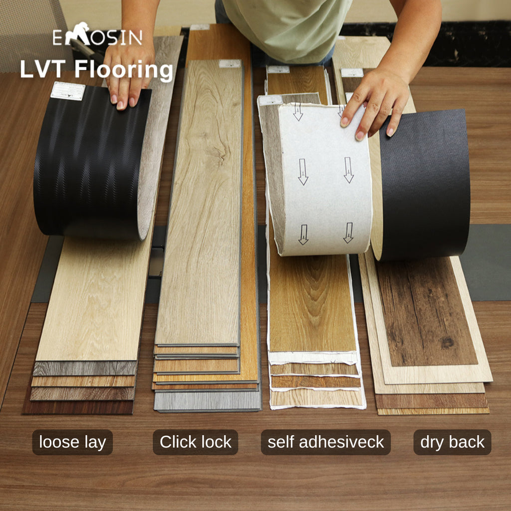 Waterproof Discontinued Wood Self Adhesive Pvc Vinyl Plank Peel and Stick Down Luxury Vinyl Tile Lvp Lvt Flooring Sticker