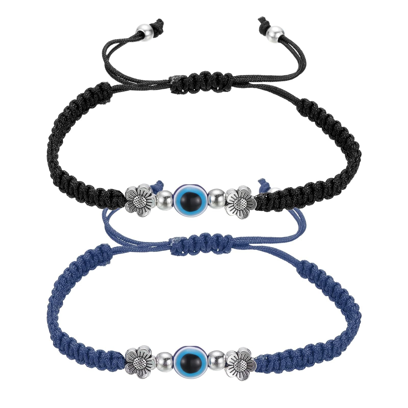Blue Eyes Braided Bracelet Flower Adjustable Pull Bracelet Handmade Winding Evil Eye Braided Bracelet