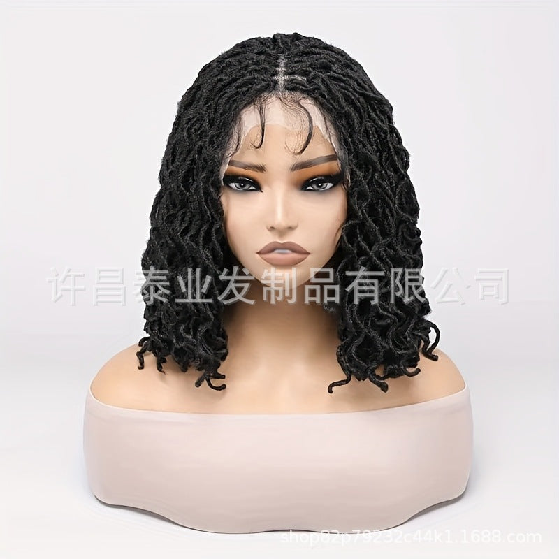 Cross-border Synthetic Hair Wigs European and American Style Small Curls Afro Braid Wig African Dirty Braids Crochet Hair Extensions Full lace Headgear