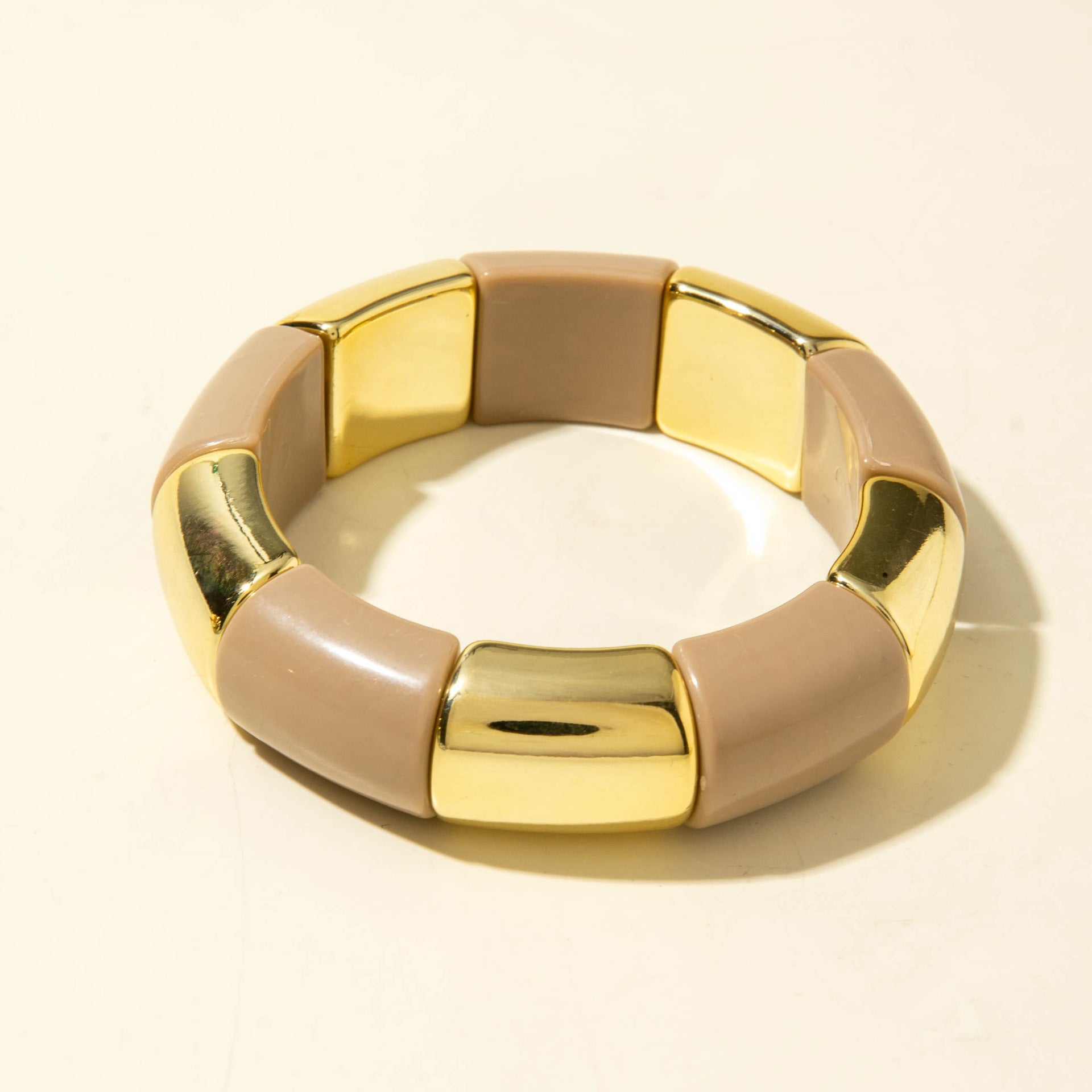 European and American Style Bohemian Bamboo Tube Color Block Elastic Beaded Bracelet Simple Fashion Bracelet Wholesale