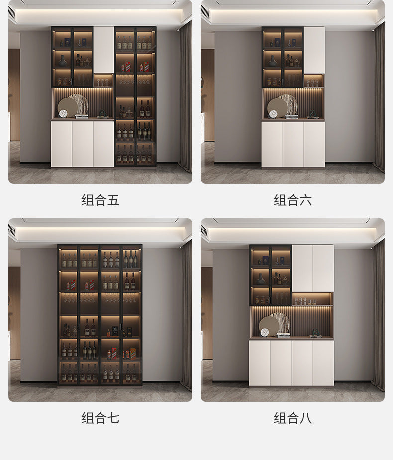 Modern Minimalist Home Living Room Sideboard Wine Cabinet Integrated Wall Cabinet Floor-standing Wall-mounted Storage Cabinet Glass Wine Cabinet Customization