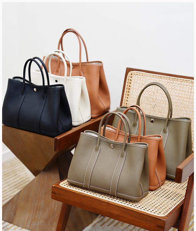 Garden Bag Summer High-End Feel Guangzhou First Layer Cowhide Women's Bag Genuine Leather Tote Bag Large Capacity Commuter Handbag