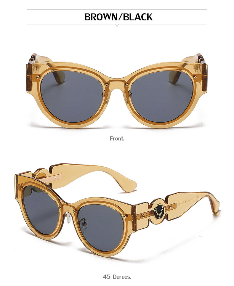 European and American Style Cat Eye Sunglasses for Women with High-end Feel ins Steampunk Frameless Sunglasses for Women Wholesale