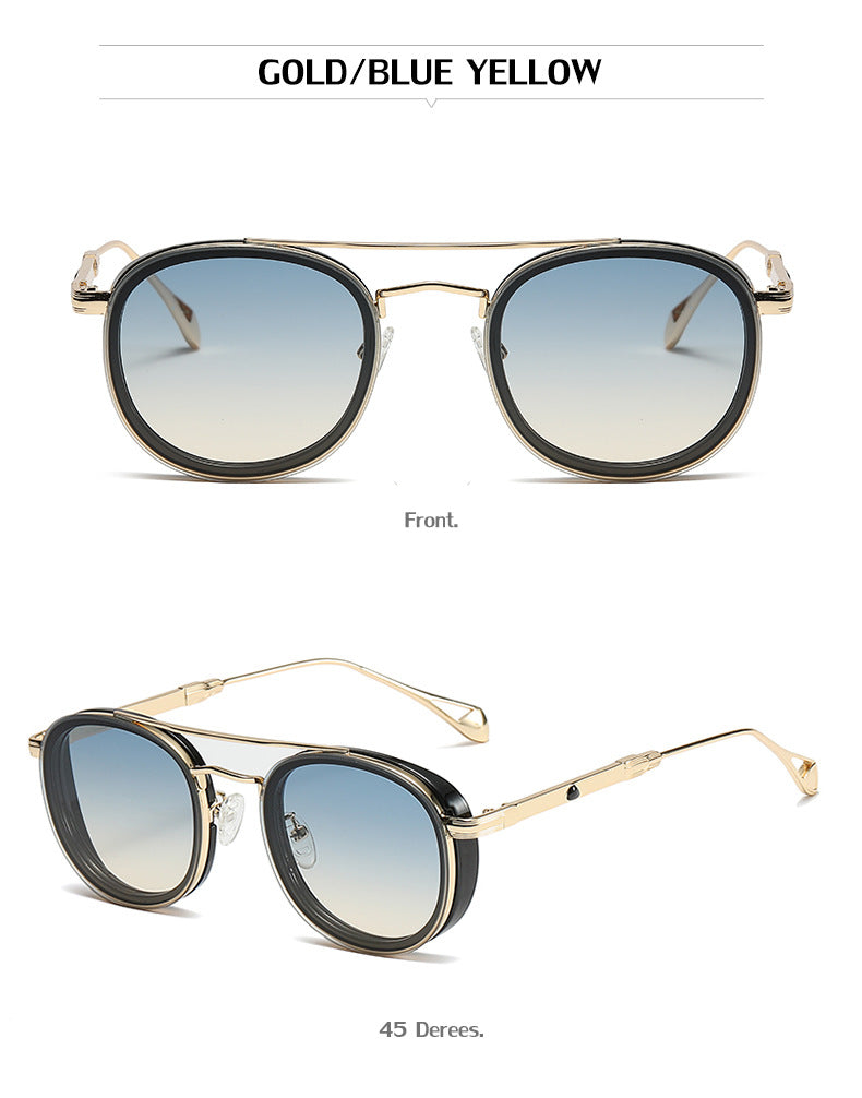 European and American Retro Oval Frame Sunglasses for Men, Side Wrap Small Frame Sunglasses for Women, Trendy Glasses Wholesale shades