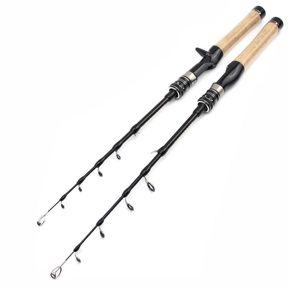 Portable Telescopic Lure Rod ul European and American Style Carbon Fiber Short Section Fishing Rod with Cork Handle