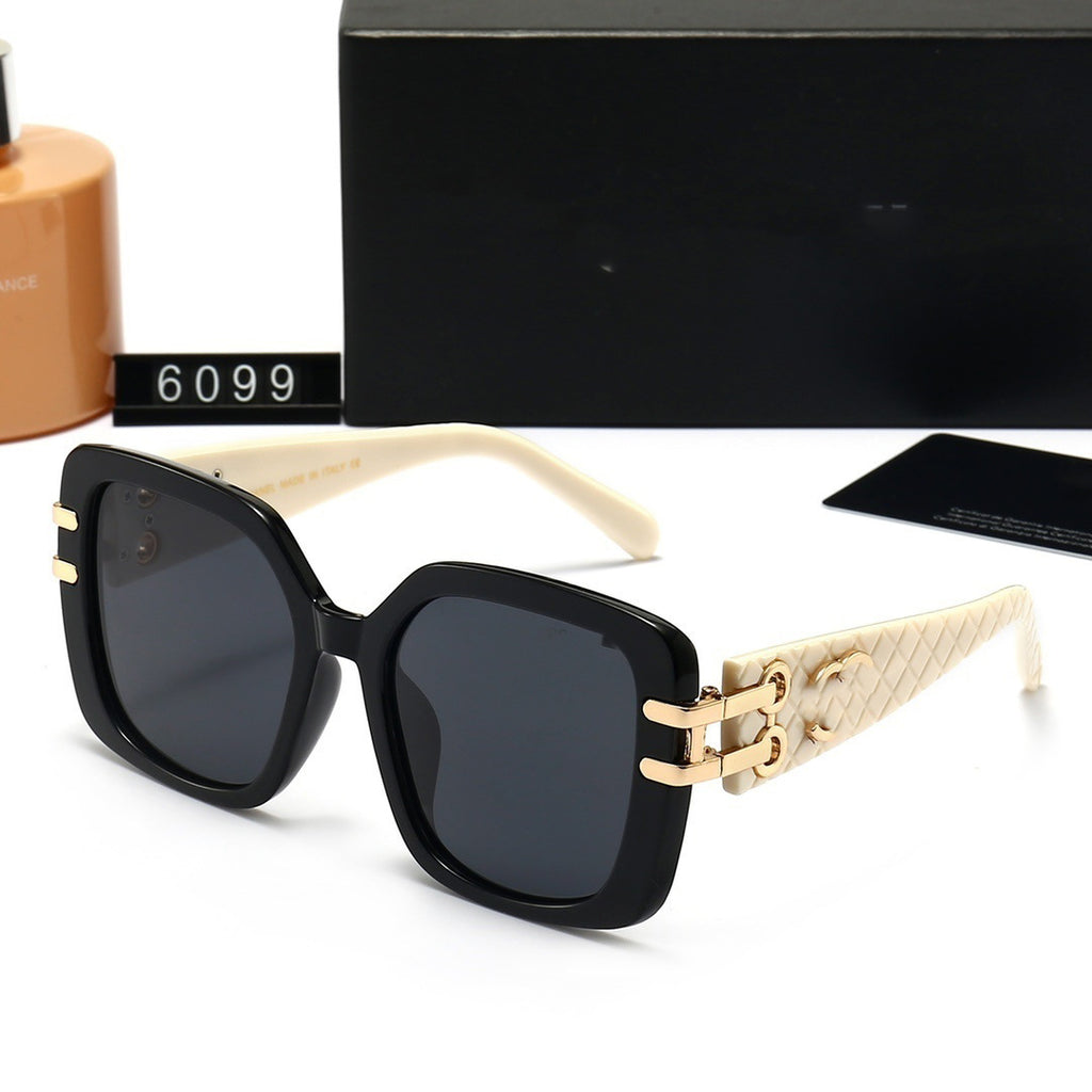 Chanel Style Pattern High-End Retro Sunglasses Large Frame Face-Slimming Celebrity Style Sunglasses6099Glasses