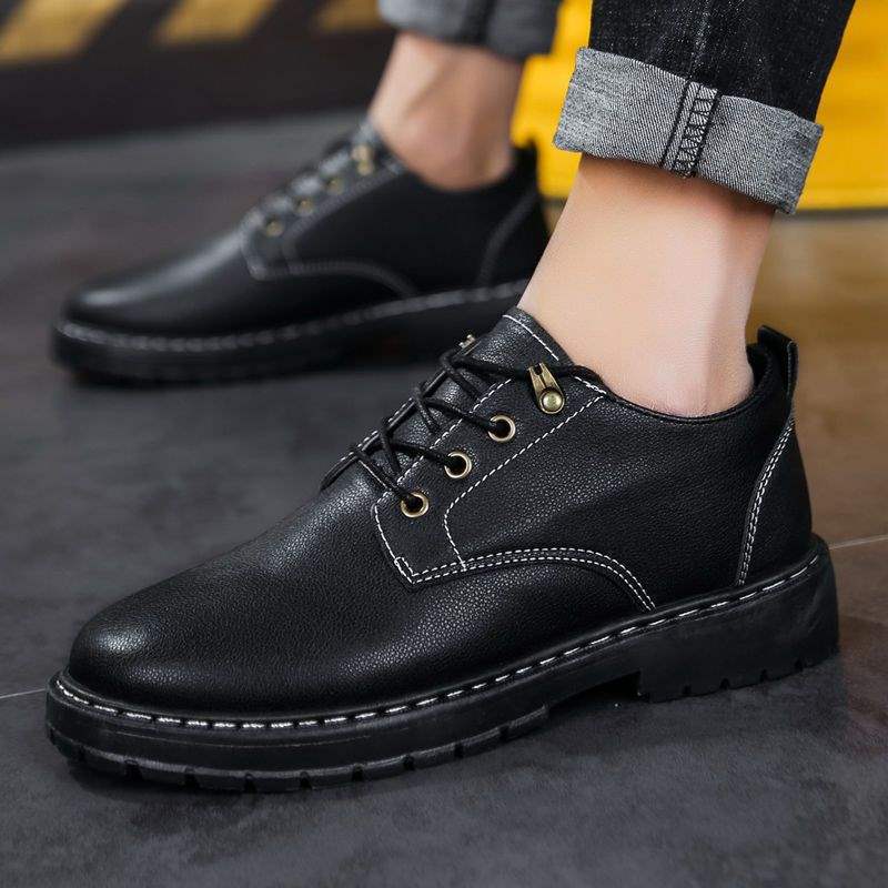 Summer Work Leather Shoes Casual Kitchen Men's Shoes Waterproof Non-Slip Oil-Proof Chef Shoes Black Work Boots for Young People