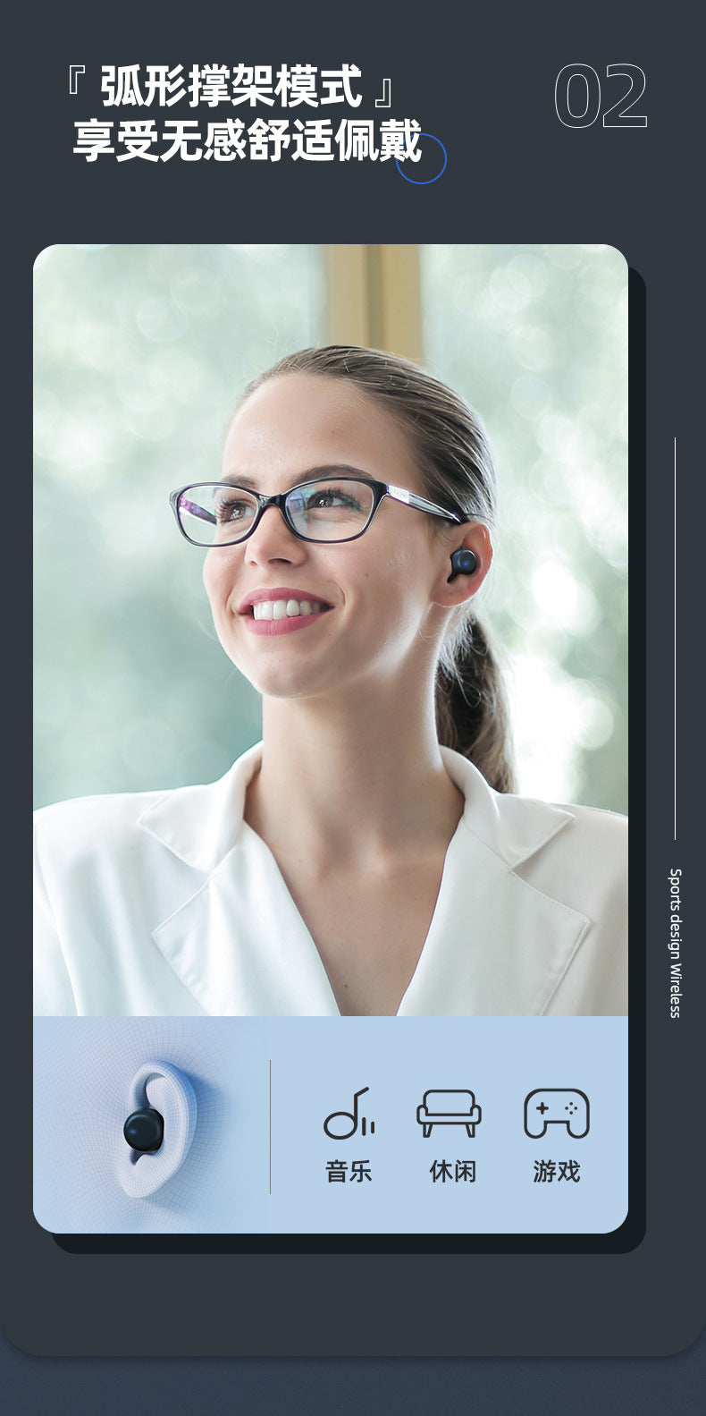 Factory Direct Touch-Control Ear-Hook Headphones Long Battery Life High-Quality Sound Wireless Bluetooth Headphones Support Customization