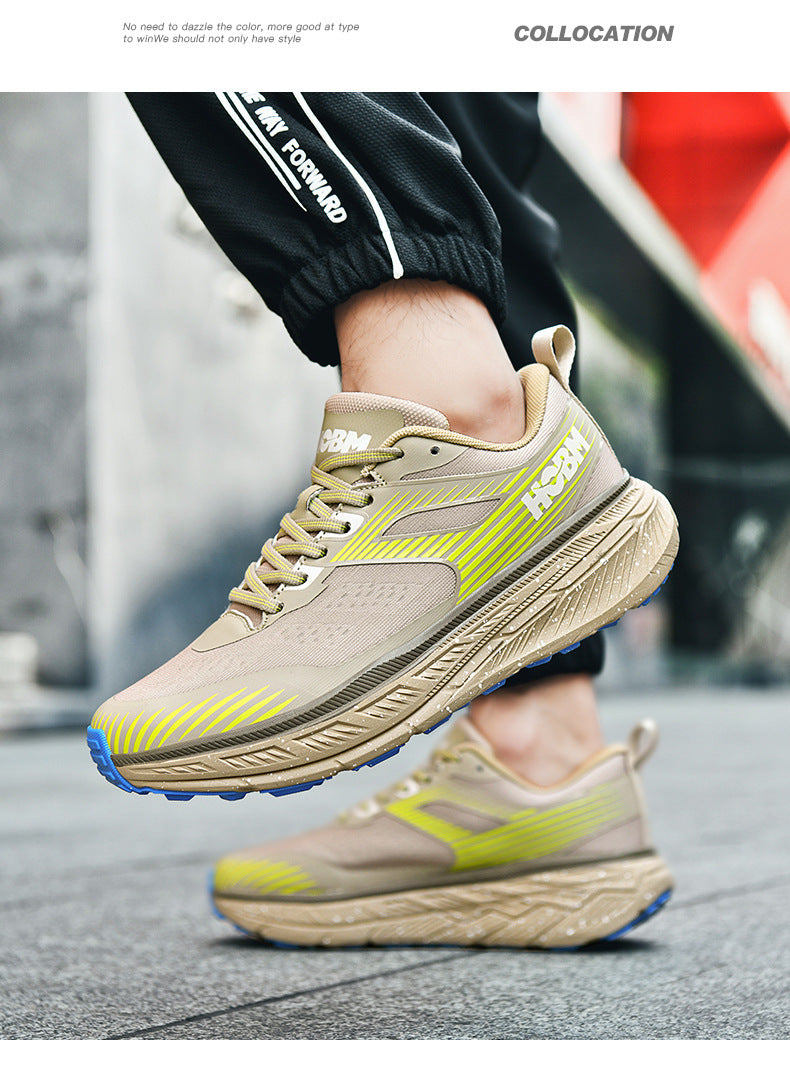 Running Shoes Sports Trendy Shoes Summer Soft Sole Lightweight Breathable Jump Rope Wide Last Marathon Jogging Thick Sole Cushioning Men's Shoes