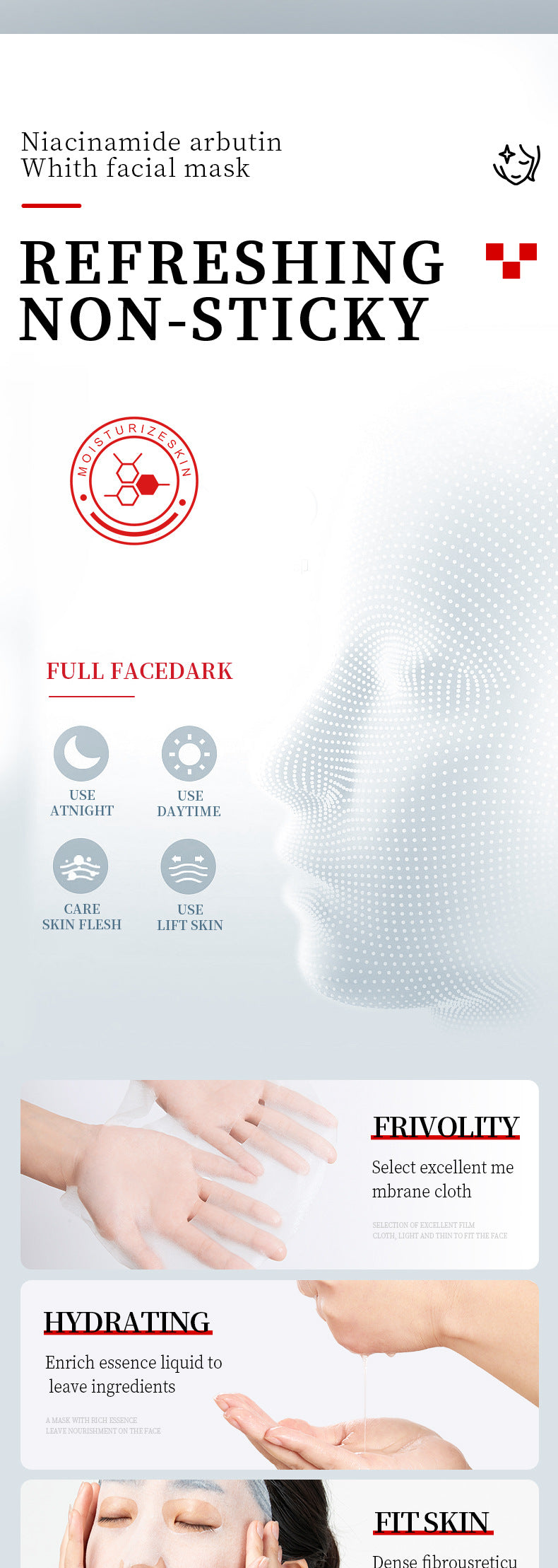 Full English Whitening Face Mask25g SADOER Niacinamide Arbutin Hydrating Moisturizing Tablets  Wholesale
