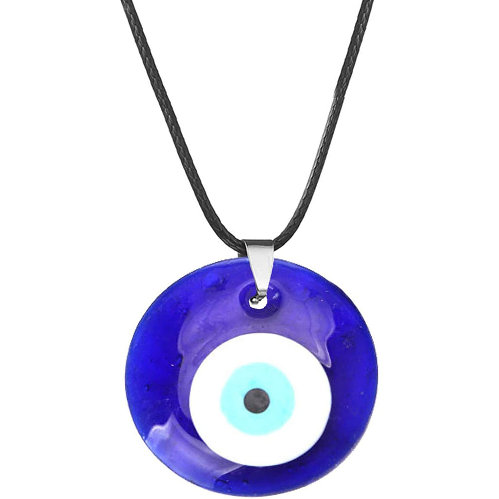 Devil's Eye Necklace European and American Wax Rope Necklace Turkish Blue Eye Women's Round Water Drop Necklace