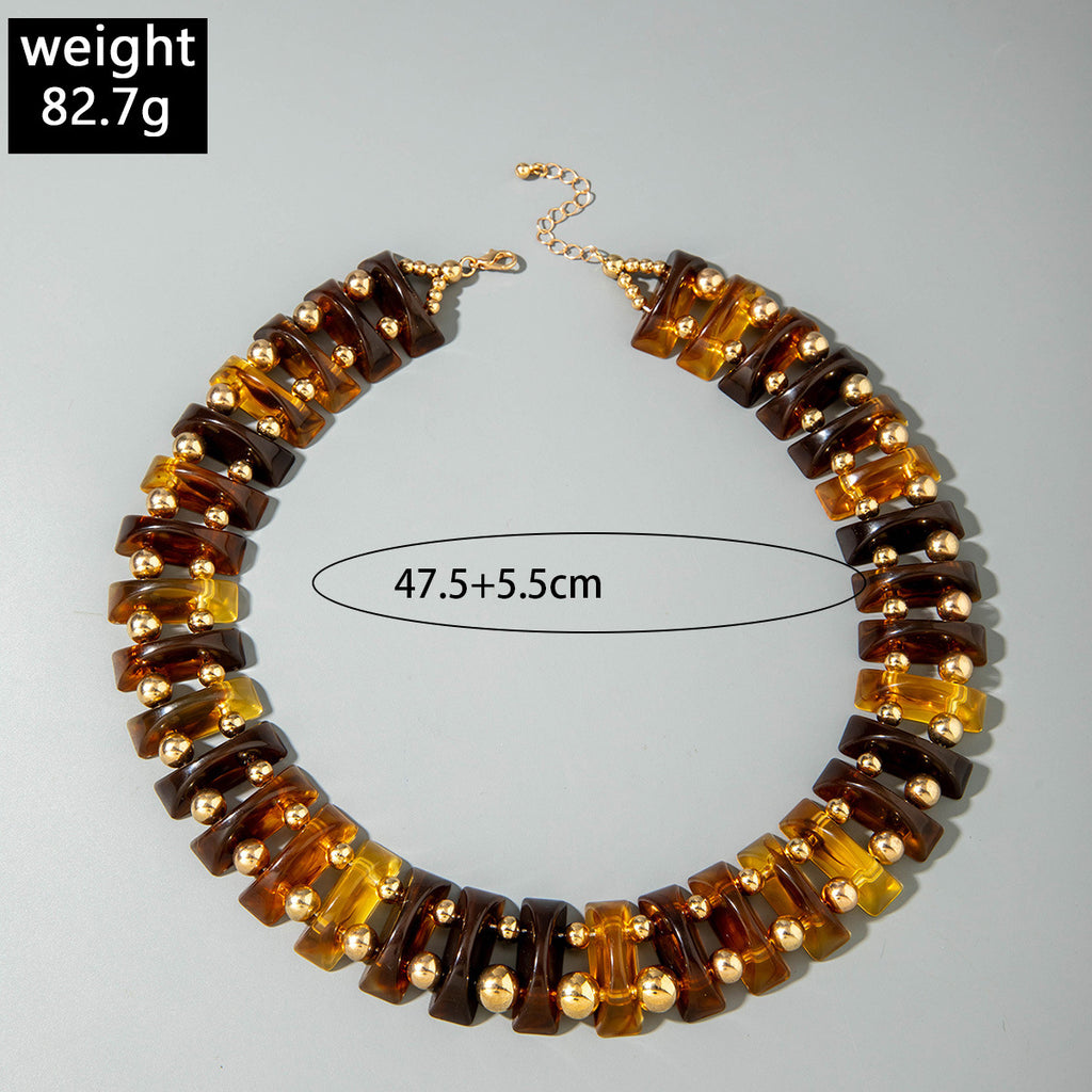 European and American Fashion Trend Exaggerated Necklace Geometric personalized handmade beaded Bohemian style necklace