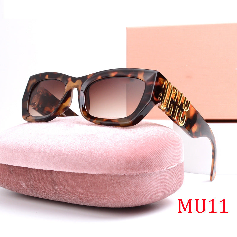 MU11Fashion Square Frame Letter Leg Sunglasses UV Protection Unisex Trendy Cat Eye Retro