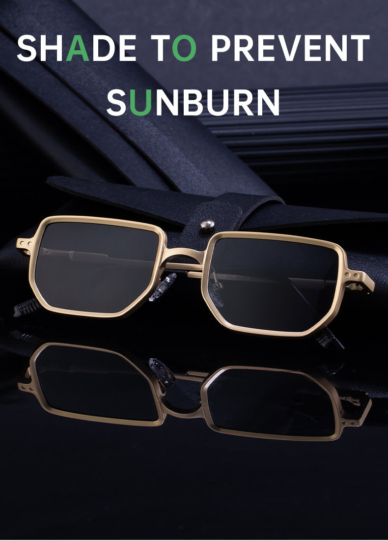 2025New Square Frame Sunglasses for Men with Metal Spring Temples, Sun Protection Glasses, Wholesale for Men shades