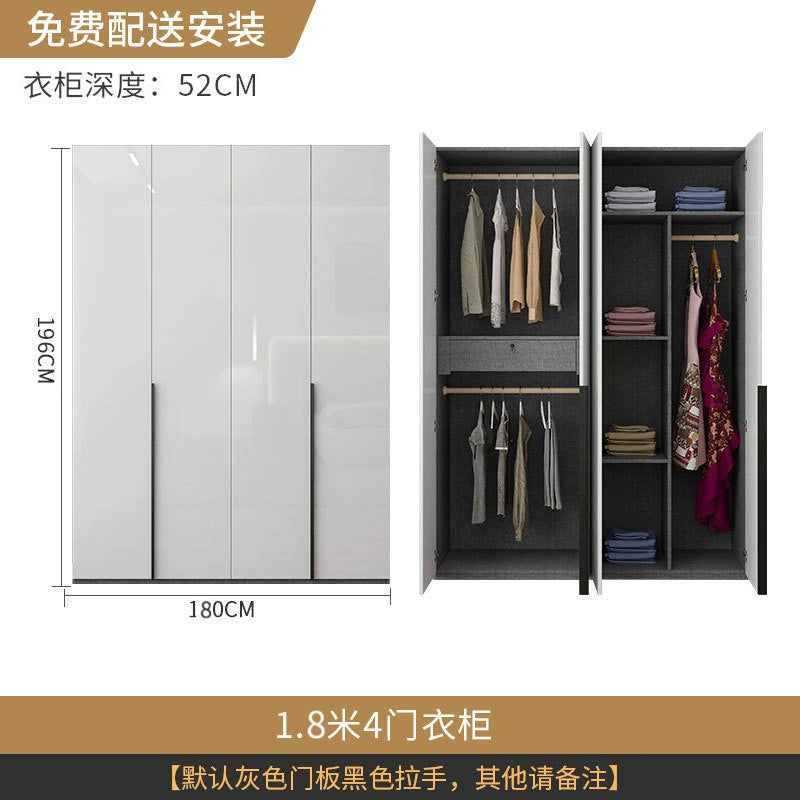 Wardrobe Light Luxury High-End Feel Home Bedroom Simple Rental Room Storage Cabinet Economical Overall Combination Wardrobe Customization