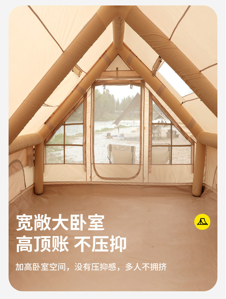 6㎡Camp Single Layer Inflatable Tent Outdoor Camping Rainproof Family Camping3-4Rooftop Tent for Camping and Home Use