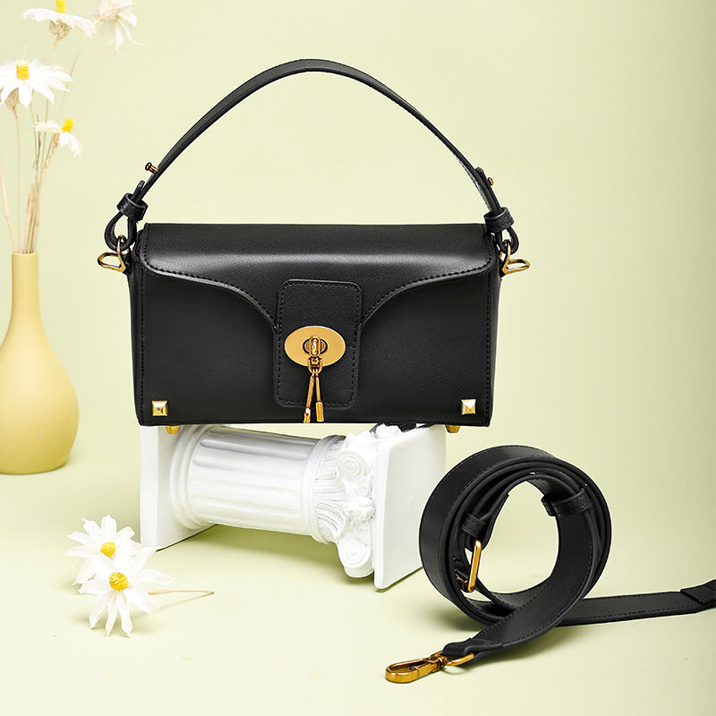 European and American Women's Bag High-End Light Luxury Handbag Niche Versatile Fashion Genuine Leather Crossbody Bag Single Shoulder Underarm Bag for Women