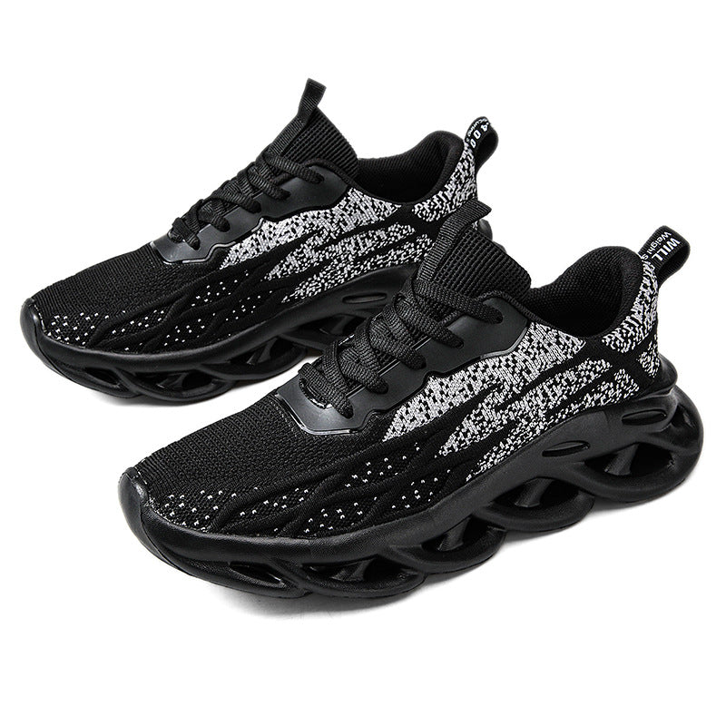 Summer Flyknit Breathable Running Shoes Braided Sole Casual Sports Shoes Men's Lightweight Trendy Shoes Professional Racing Running Shoes