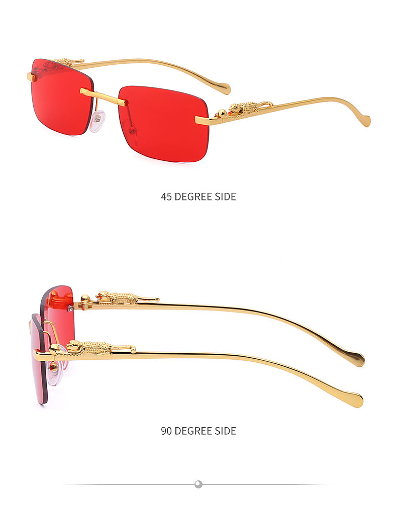 New Fashion Small Frame Square Sunglasses Men's Sunglasses Women's European and American Trendy Rimless Sunglasses Men