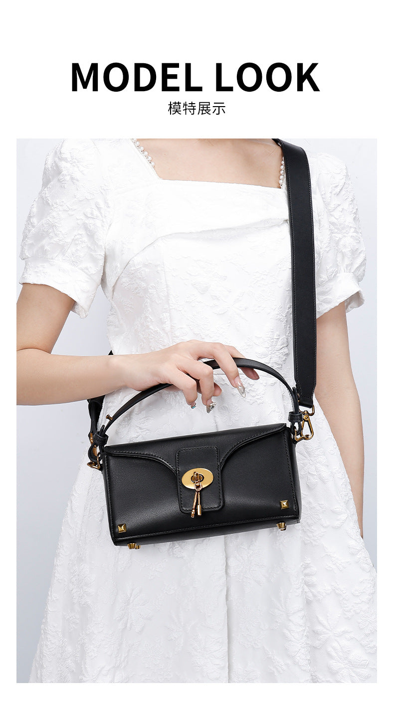 European and American Women's Bag High-End Light Luxury Handbag Niche Versatile Fashion Genuine Leather Crossbody Bag Single Shoulder Underarm Bag for Women