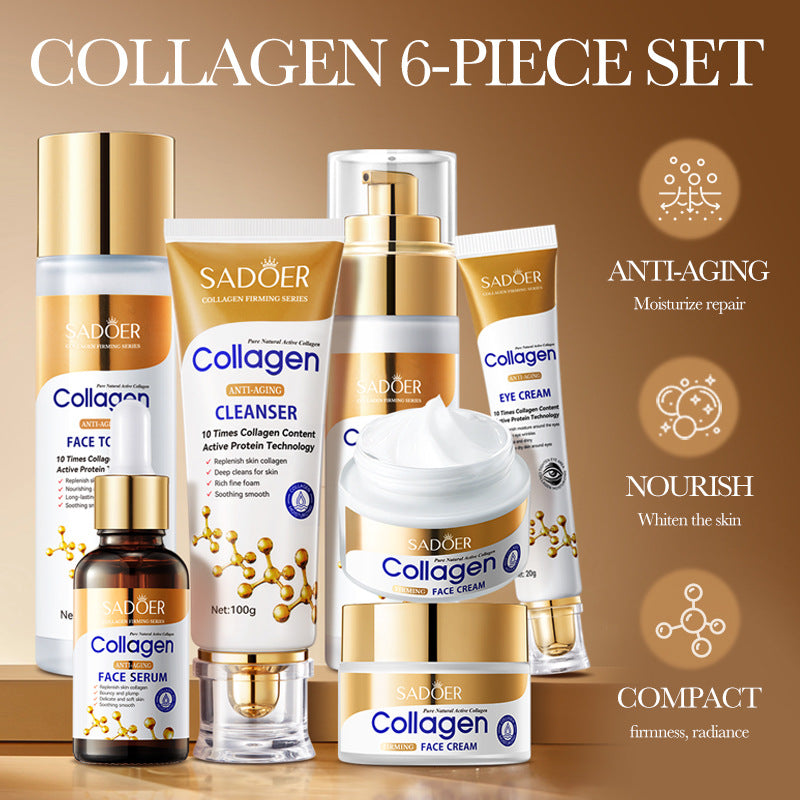 Full English Collagen Firming Skincare6Set SADOER Moisturizing and Hydrating Set Box  Wholesale