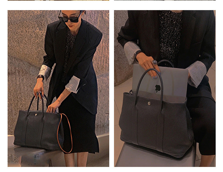 Garden Bag Summer High-End Feel Guangzhou First Layer Cowhide Women's Bag Genuine Leather Tote Bag Large Capacity Commuter Handbag