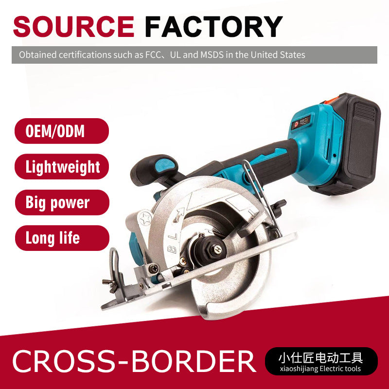 Manufacturer Supply Rechargeable Lithium Battery Electric Circular Saw Cross-Border Foreign Trade High-Power Woodworking Portable Cordless Hand Push Saw