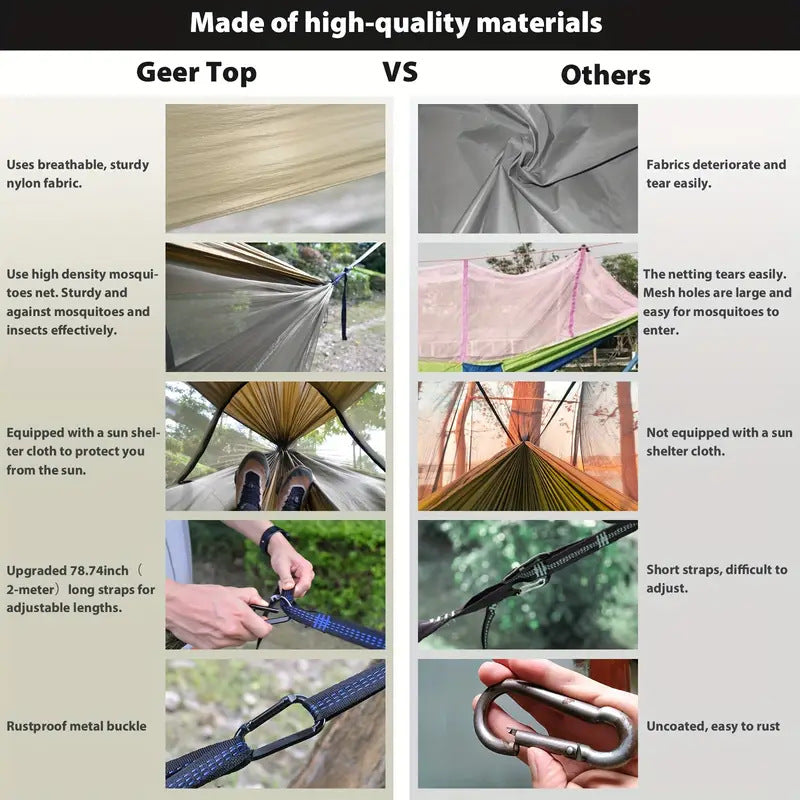 Outdoor Hammock Travel Gear Anti-Rollover Nylon Swing Mosquito Net Hammock Camping Sunshade