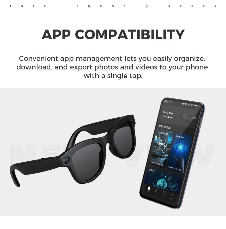 M01S Smart Glasses800100 Megapixel Camera with Image Stabilization1200P Video Recording AI Simultaneous Translation Character Recognition