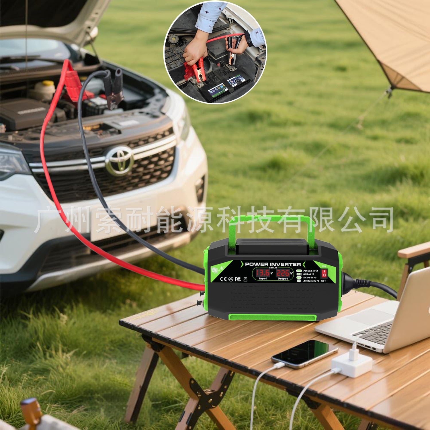 European Standard Socket Car Inverter300W/500W12V Turn220V/230V With dual display/USB/Type-C