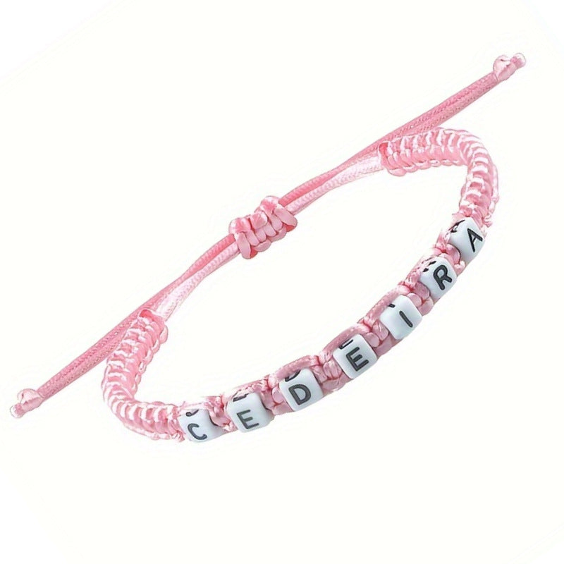 Hand-woven Colorful Bracelet for Women, Stretchable Gift Bracelet CEDEIRA Acrylic Letter Woven Bracelet