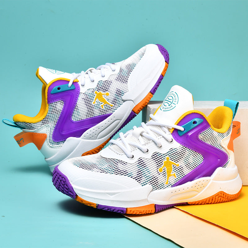Spring and Summer Children's Basketball Shoes for Big Kids, Mesh Breathable Girls' Sports Shoes, Boys' Training Sneakers, Breathable and Comfortable
