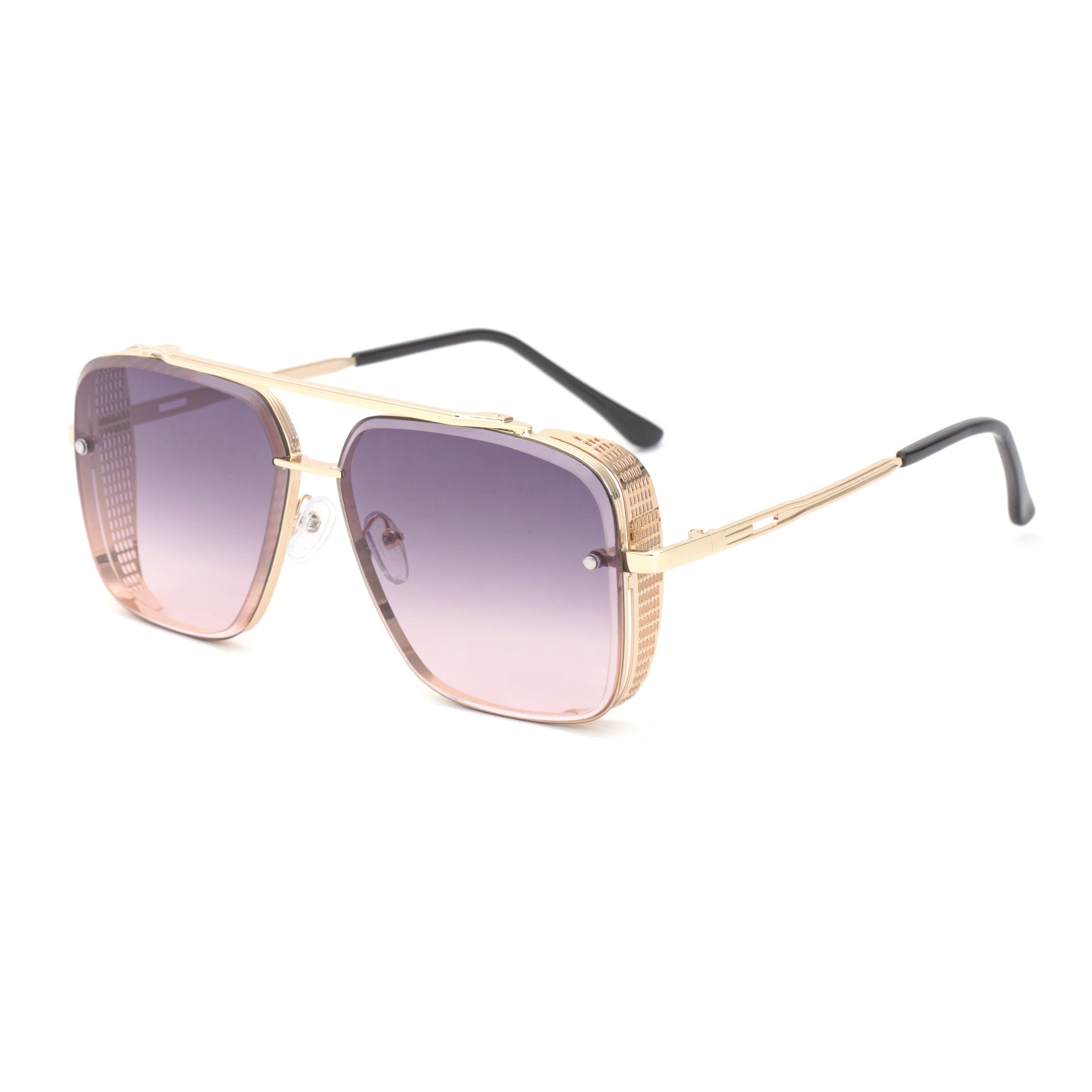 Steampunk Style Hollow Square Frame Double Bridge Sunglasses for Men Steampunk Sunglasses for Women European and American sunglasses